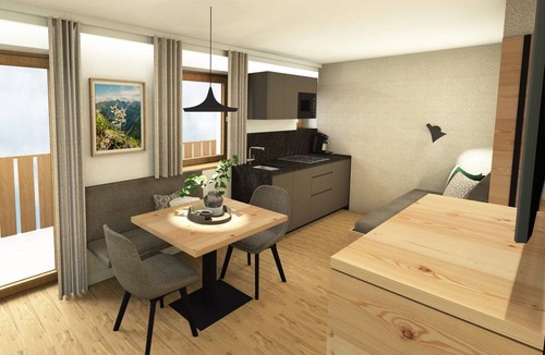 Curon Venosta Apartment | Apartment in Aparthotel Alpenfriede with Shared Terrace, Garden and Wi-Fi