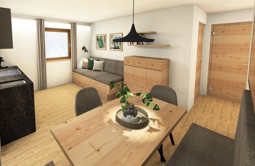 Curon Venosta Apartment | Apartment in Aparthotel Alpenfriede with Shared Terrace, Garden and Wi-Fi