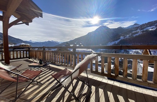 Chantemerle Ski Chalet | Panoramic Chalet | View, Hot Tub, Sauna, Fireplace, Terrace | Serre Chevalier