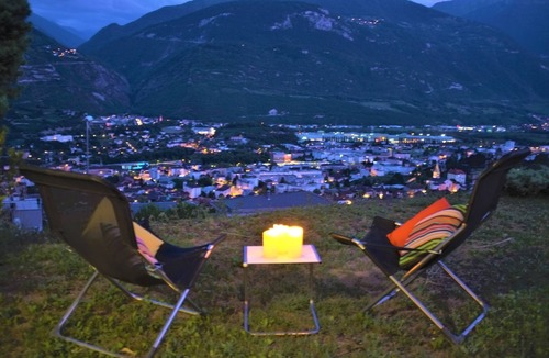 Venthone Apartment | Vacation apartment - View of mountains & town/near Crans-Montana