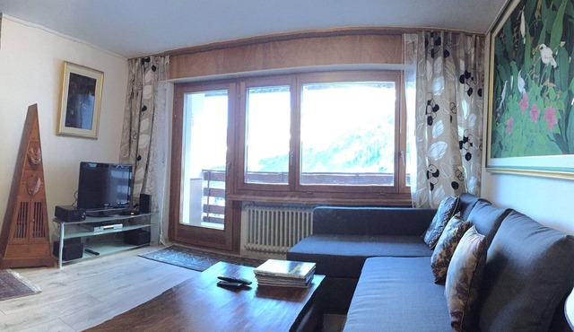 Newly renovated apartment with scenic views in Swiss ski/hot bath resort