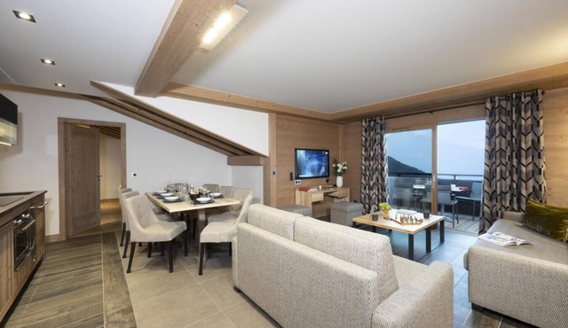 Wifi, 200m from shops, view mountain, fitness, swimming pool, sauna, hammam, balcony, tv, ski locker